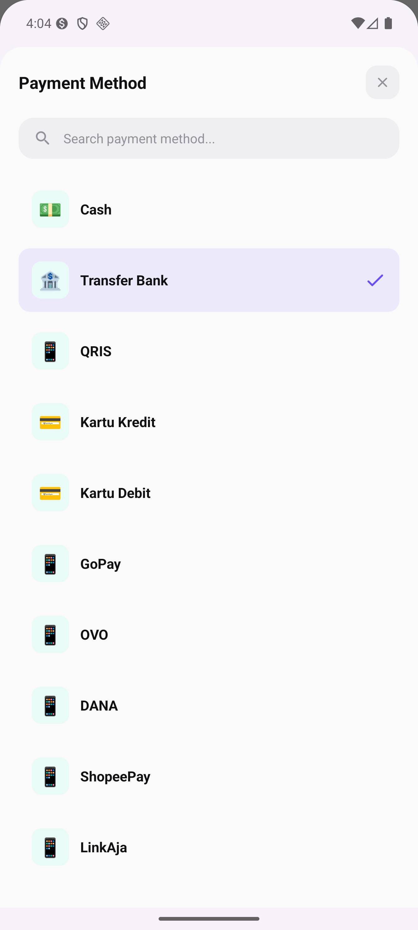 Pilih Payment